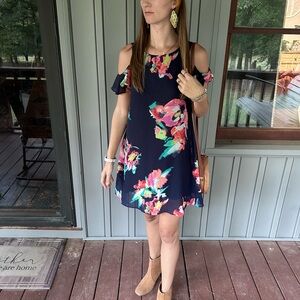 Floral Cold Shoulder Dress